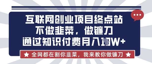 互联网创业尽头-不做韭菜，做镰刀，通过知识付费月入10个【揭秘】-赛德副业库