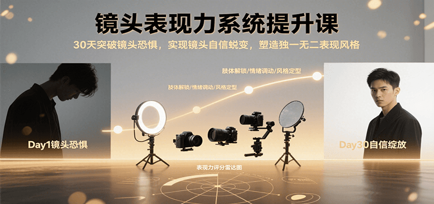 镜头表现力系统提升课,30天突破镜头恐惧实现自信蜕变,塑造独一无二表现风格-赛德副业库