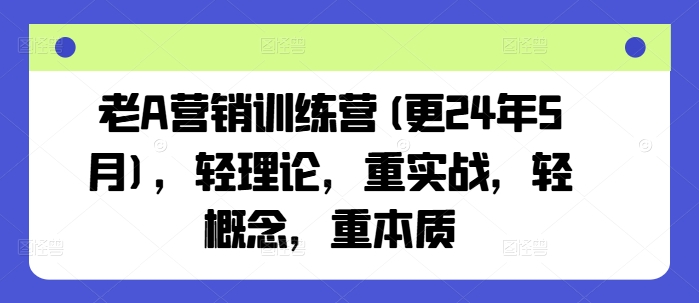 老A营销训练营(更25年6月)，轻理论，重实战，轻概念，重本质-赛德副业库
