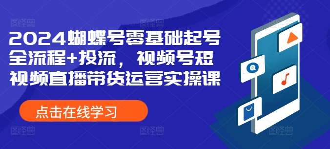 2024蝴蝶号零基础起号全流程+投流，视频号短视频直播带货运营实操课-赛德副业库