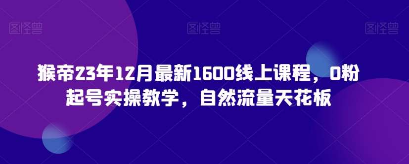 猴帝23年12月最新1600线上课程，0粉起号实操教学，自然流量天花板-赛德副业库