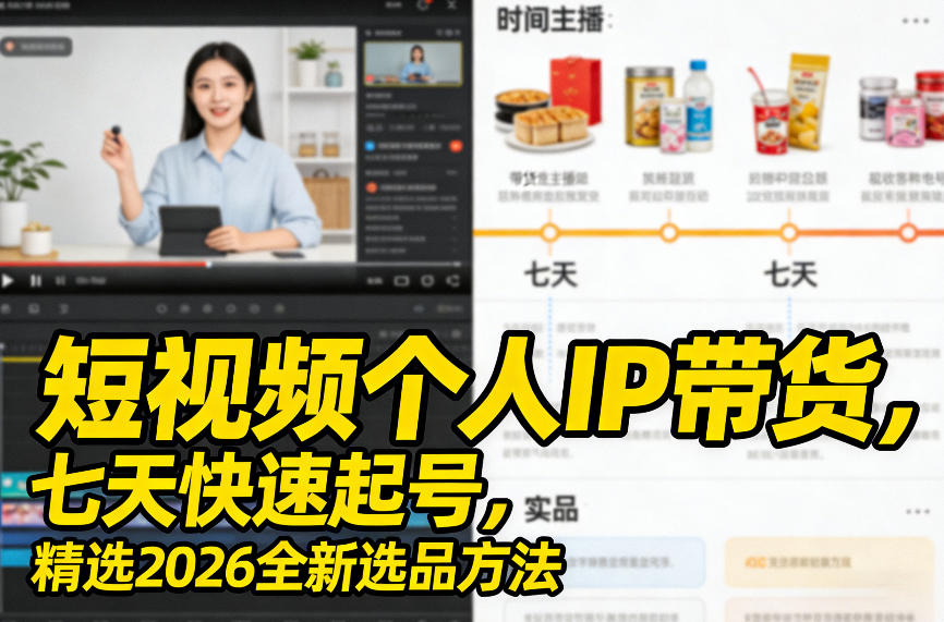 短视频个人IP带货,七天快速起号,精选2026全新选品方法-赛德副业库