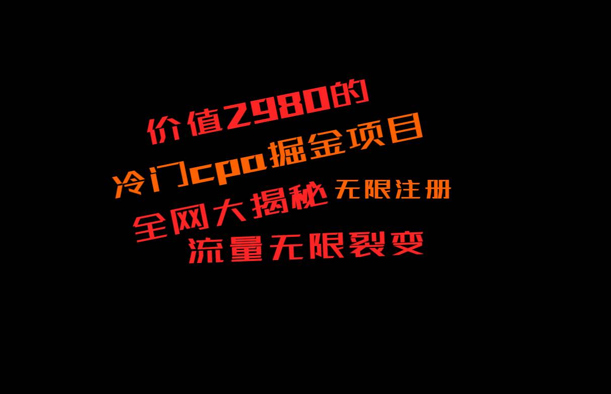 价值2980的CPA掘金项目大揭秘，号称当天收益200+，不见收益包赔双倍-赛德副业库