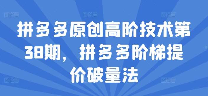 拼多多原创高阶技术第38期，拼多多阶梯提价破量法-赛德副业库