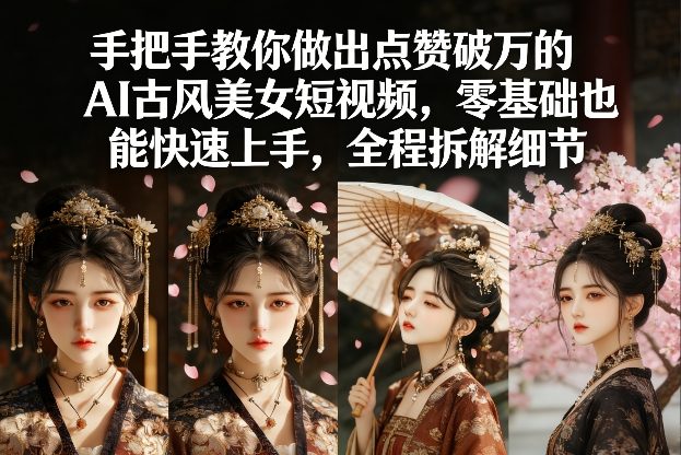 手把手教你做出点赞破万的AI古风美女短视频,零基础也能快速上手,全程拆解细节-赛德副业库
