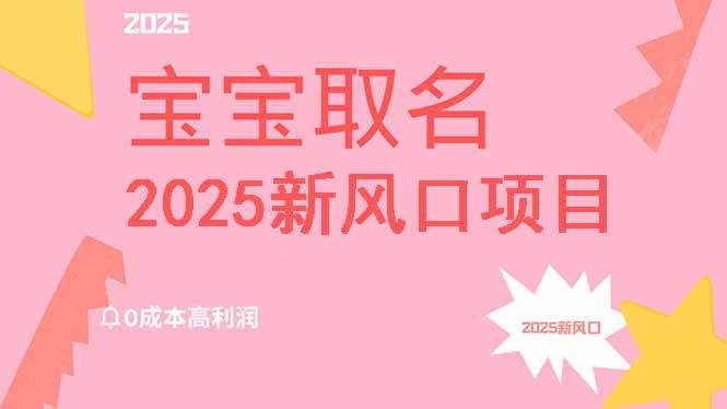 (14593期)2025新风口项目宝宝取名,0成本高利润,附保姆级教程,月入过万不是梦-赛德副业库