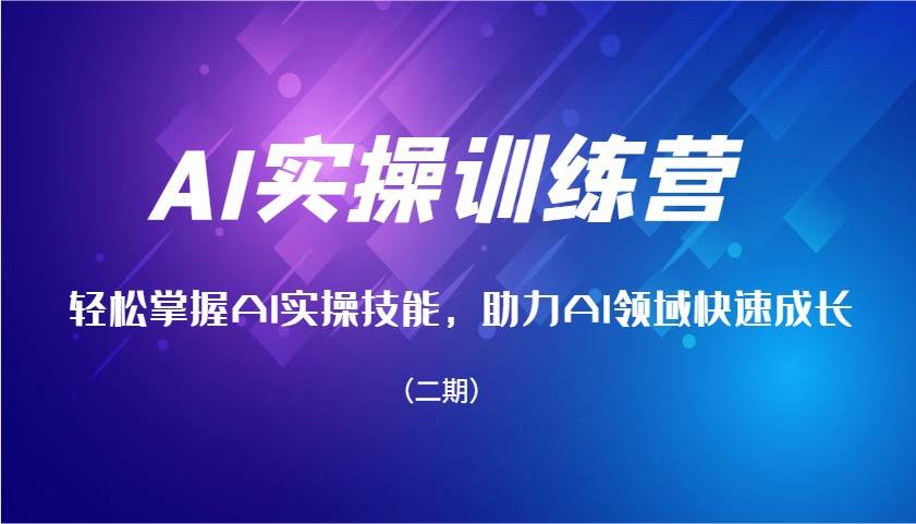 AI实操训练营，轻松掌握AI实操技能，助力AI领域快速成长（二期）-赛德副业库