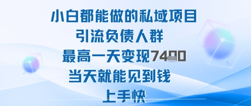 2025年小白都能做的私域项目引流负债人群最高一天变现1k+高变现难度低当天就能见到钱上手快-赛德副业库