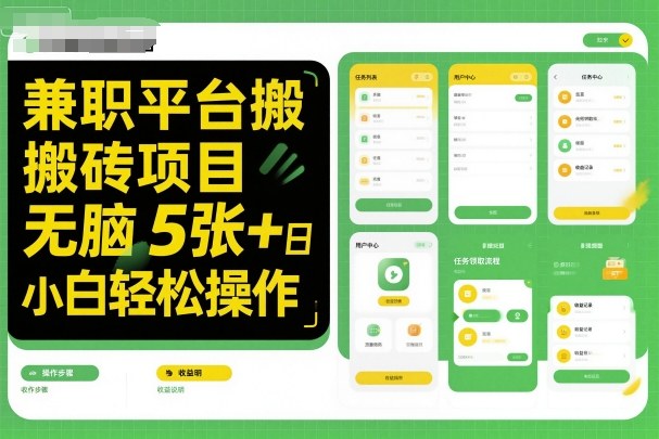 兼职平台搬砖项目无脑操作日入5张+小白轻松操作-赛德副业库