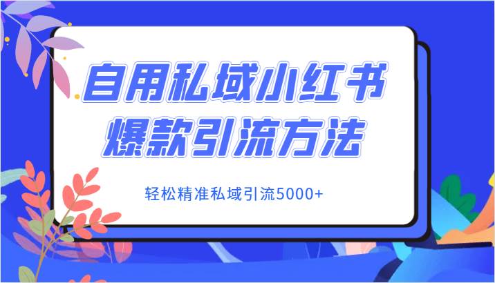 自用私域小红书爆款引流方法，轻松精准私域引流5000+-赛德副业库