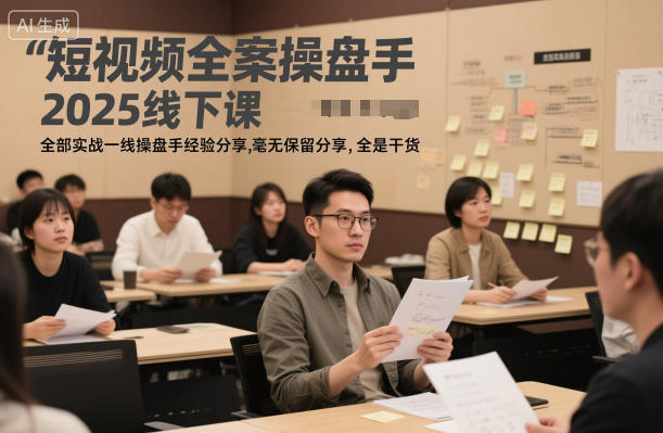 短视频全案操盘手2025线下课，全部实战一线操盘手经验分享，毫无保留分享，全是干货-赛德副业库