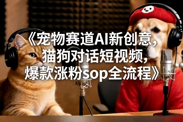 宠物赛道AI新创意，猫狗对话短视频，爆款涨粉sop全流程-赛德副业库