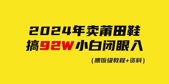 (9329期)2024年卖莆田鞋,搞了92W,小白闭眼操作!-赛德副业库