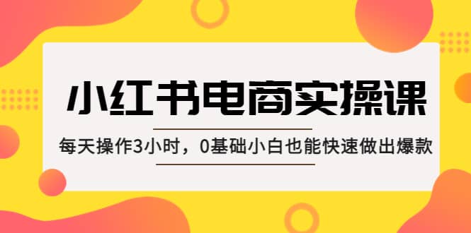 小红书·电商实操课：每天操作3小时，0基础小白也能快速做出爆款-赛德副业库
