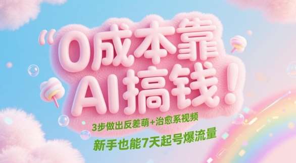 0成本靠AI搞钱！3步做出反差萌+治愈系视频，新手也能7天起号爆流量-赛德副业库