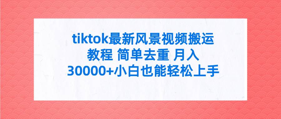 （9804期）tiktok最新风景视频搬运教程 简单去重 月入30000+附全套工具-赛德副业库