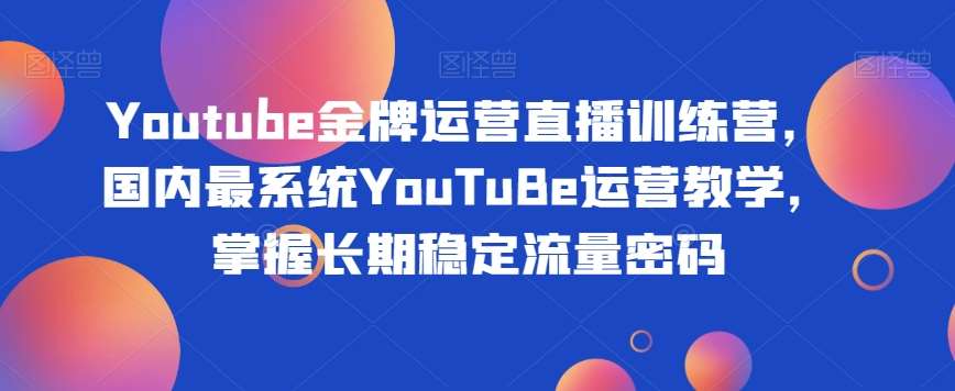 Youtube金牌运营直播训练营，国内最系统YouTuBe运营教学，掌握长期稳定流量密码-赛德副业库