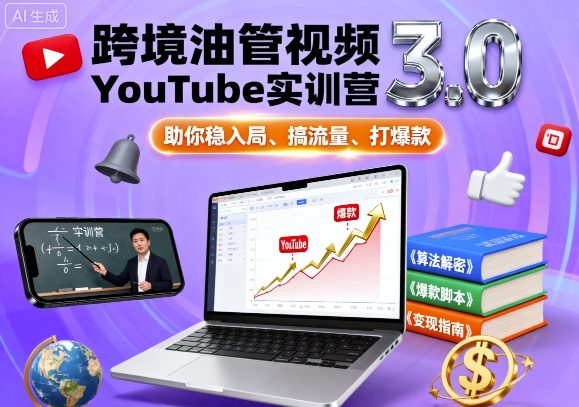 跨境油管视频YouTube实训营3.0,助你稳入局、搞流量、打爆款-赛德副业库