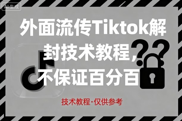 外面流传Tiktok解封技术教程，不保证百分百，具体自测-赛德副业库
