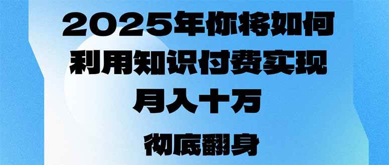 (14061期)2025年,你将如何利用知识付费实现月入十万,甚至年入百万?-赛德副业库
