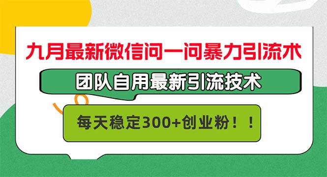 (12735期)九月最新微信问一问暴力引流术,团队自用引流术,每天稳定300+创...-赛德副业库