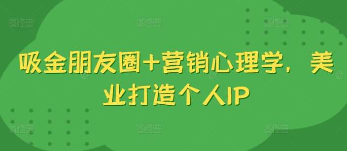 吸金朋友圈+营销心理学，美业打造个人IP-赛德副业库