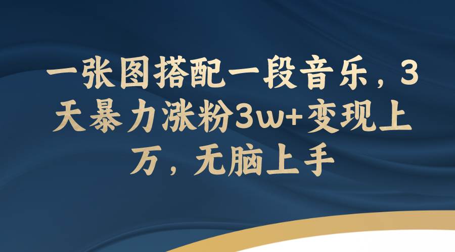 （7674期）一张图搭配一段音乐，3天暴力涨粉3w+变现上万，无脑上手-赛德副业库