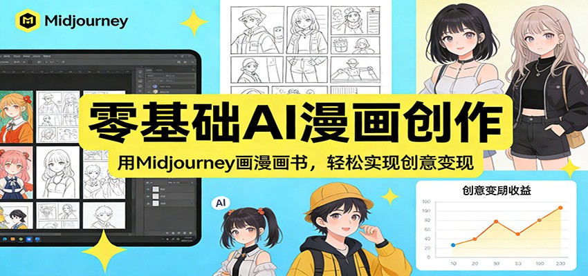 零基础AI漫画创作:用Midjourney画漫画书,轻松实现创意变现-赛德副业库