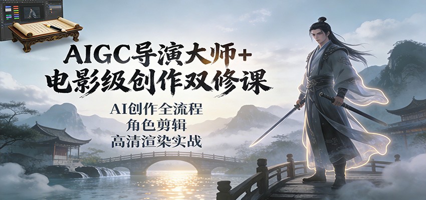 AIGC导演大师+电影级创作双修课：AI创作全流程、角色剪辑、高清渲染实战-赛德副业库