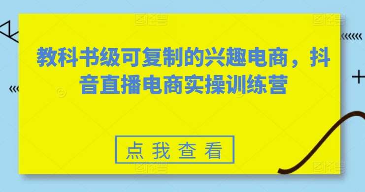 教科书级可复制的兴趣电商，抖音直播电商实操训练营-赛德副业库