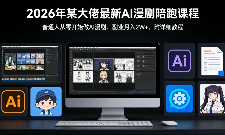 26年某大佬最新Ai漫剧陪跑课程，普通人从零开始做AI漫剧，副业月入2W+-赛德副业库