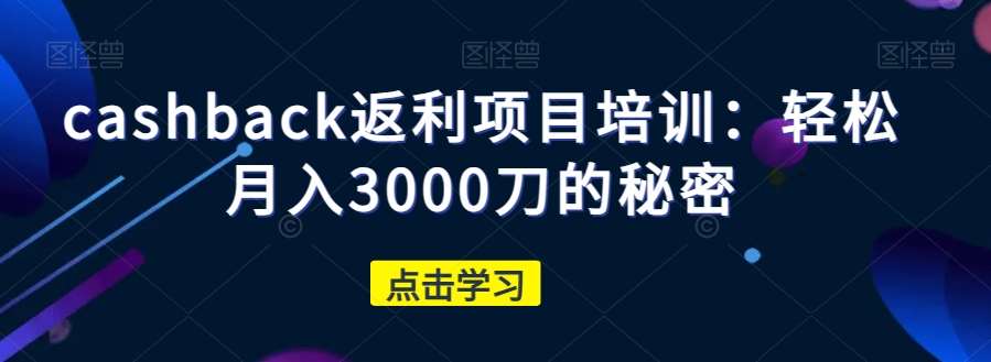 cashback返利项目培训：轻松月入3000刀的秘密-赛德副业库