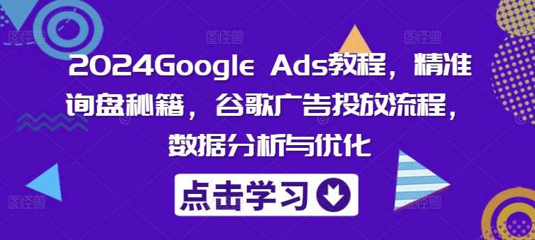 2024Google Ads教程，精准询盘秘籍，谷歌广告投放流程，数据分析与优化-赛德副业库