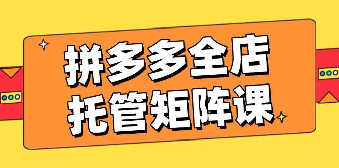 (14328期)拼多多全店托管矩阵课,盈利动销玩法,高效计划设置,提升店铺效益-赛德副业库