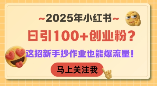 2025年小红书日引100+创业粉？这招新手抄作业也能爆流量！-赛德副业库