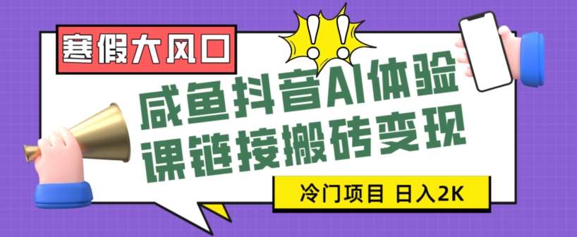 寒假大风口咸鱼抖音AI体验课链接搬砖变现，全网首发冷门项目，小白可日入2K+【揭秘】-赛德副业库