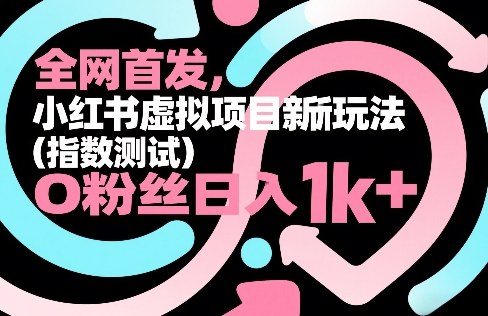 全网首发,小红书虚拟项目新玩法(指数测试),0粉丝日入1k+,整个玩法完整拆解!-赛德副业库