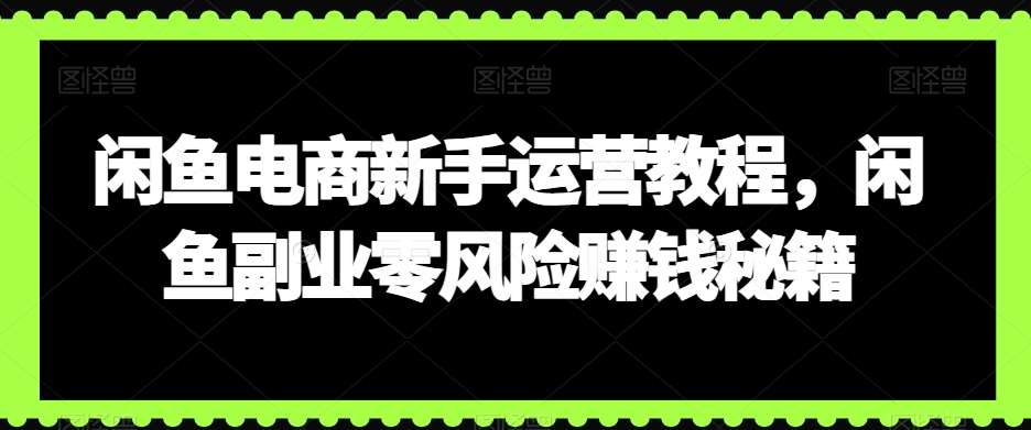 闲鱼电商新手运营教程，闲鱼副业零风险赚钱秘籍-赛德副业库