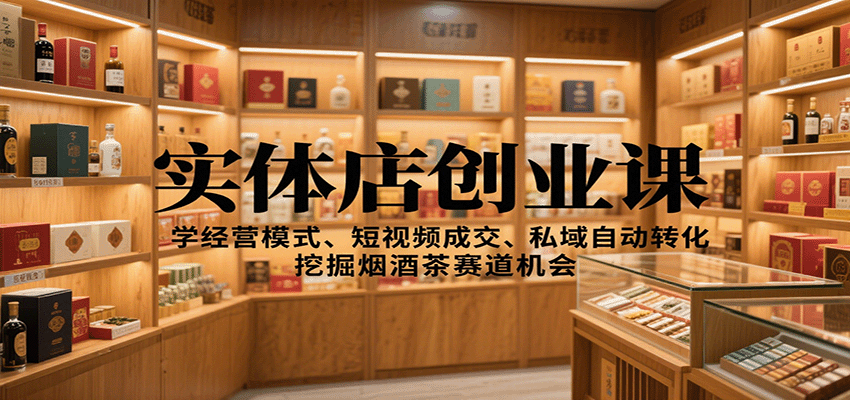 实体店创业课:学经营模式、短视频成交、私域自动转化,挖掘烟酒茶赛道机会-赛德副业库