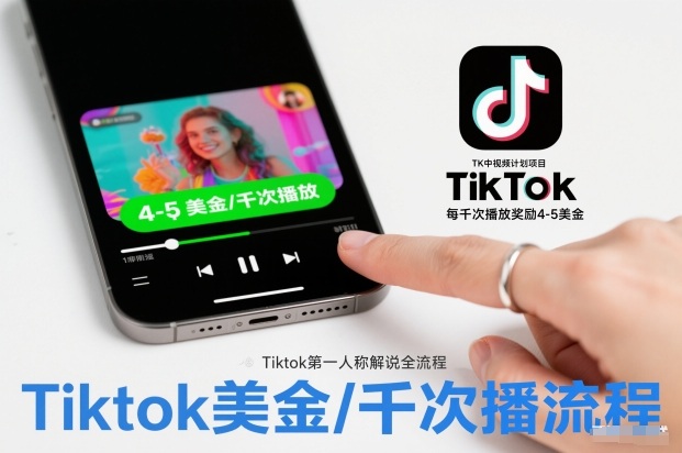 TK中视频计划项目，Tiktok第一人称解说流程，每干次播放奖励4-5美金-赛德副业库