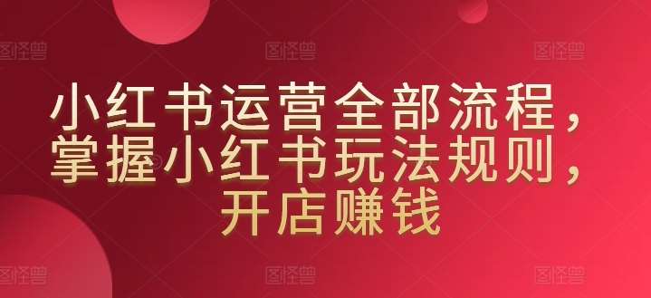 小红书运营全部流程，掌握小红书玩法规则，开店赚钱-赛德副业库