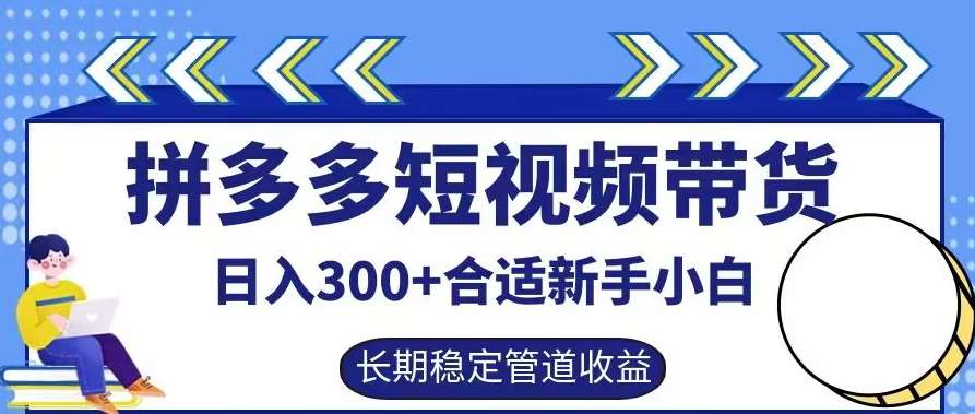 拼多多短视频带货日入300+有长期稳定被动收益，合适新手小白【揭秘】-赛德副业库