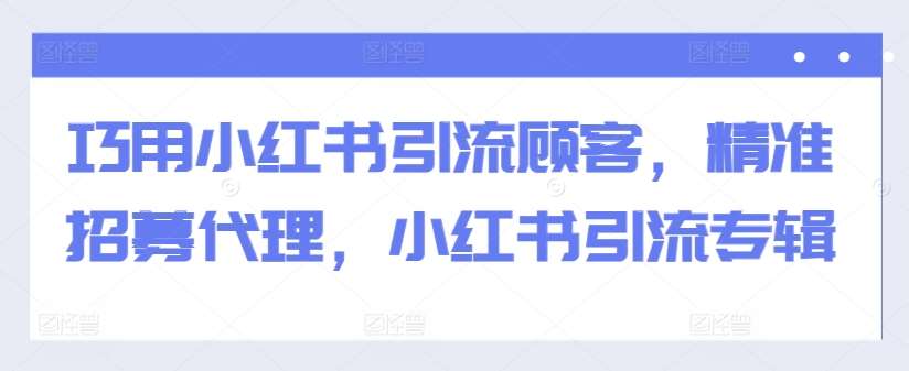 巧用小红书引流顾客，精准招募代理，小红书引流专辑-赛德副业库