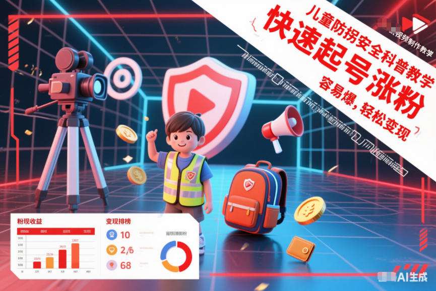 儿童防拐安全科普知识视频制作教学,快速起号涨粉,容易爆,轻松变现-赛德副业库