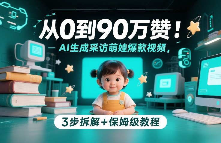 从0到90万赞：AI生成采访萌娃爆款视频，3步拆解+保姆级教程-赛德副业库