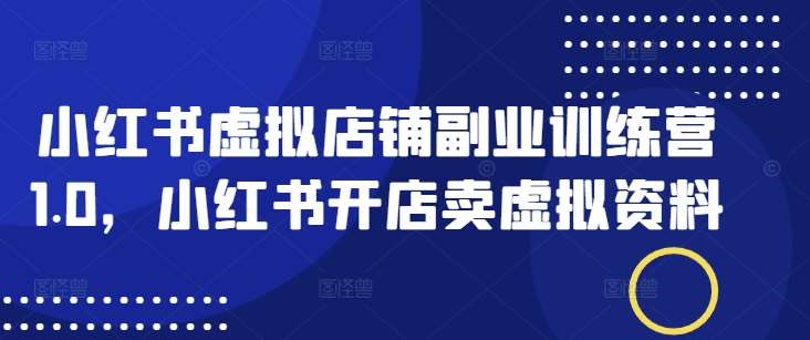 小红书虚拟店铺副业训练营1.0，小红书开店卖虚拟资料-赛德副业库