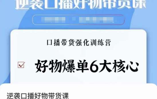 逆袭·口播好物带货课，好物爆单6大核心，口播带货强化训练营-赛德副业库