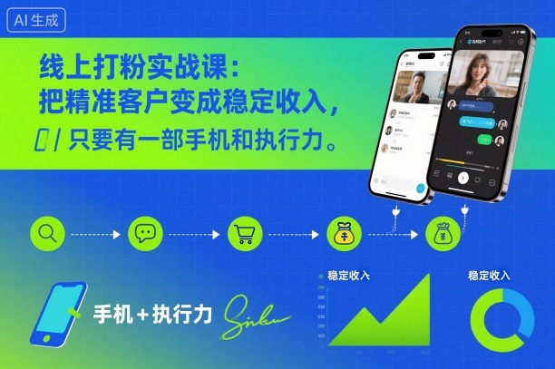 线上打粉实战课：把精准客户变成稳定收入，只要有一部手机和执行力-赛德副业库
