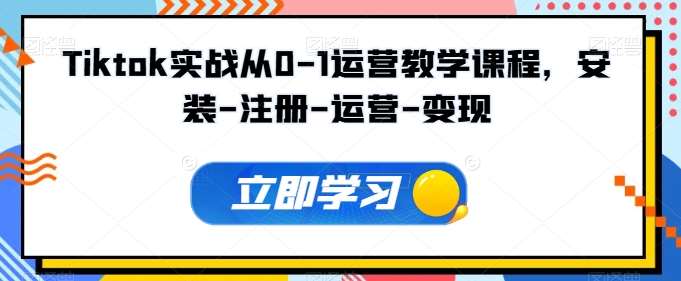 Tiktok实战从0-1运营教学课程，安装-注册-运营-变现-赛德副业库