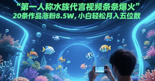 第一人称水族代言视频条条爆火,20条作品涨粉8.5W,小白轻松月入五位数-赛德副业库